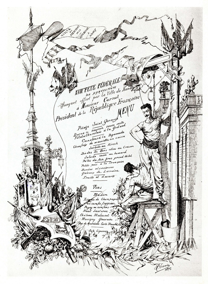 R. Lorrain - XVIIIe fête fédérale de gymnastique ; menu