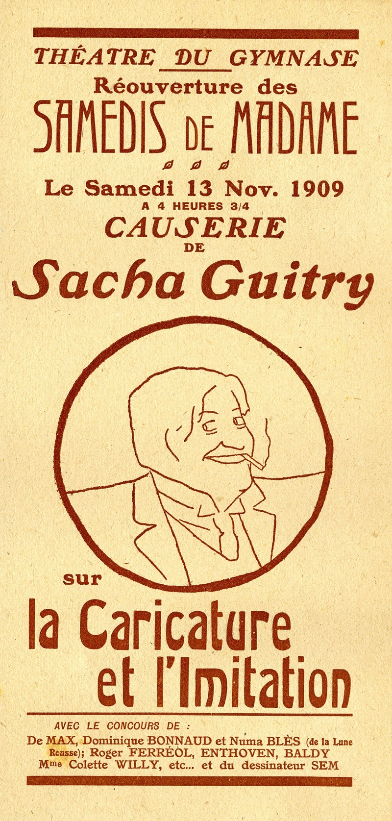 Anonymous - Théâtre du gymnase – Causerie de Sacha Guitry