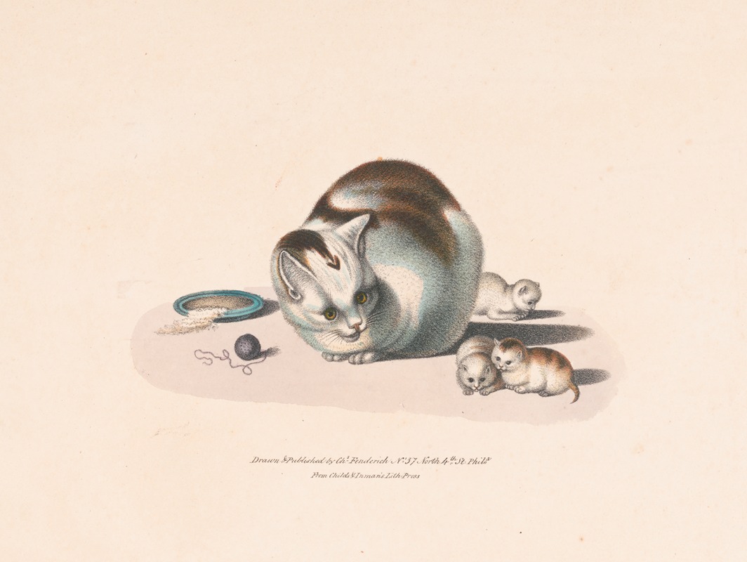 Charles Fenderich - Cat and three kittens