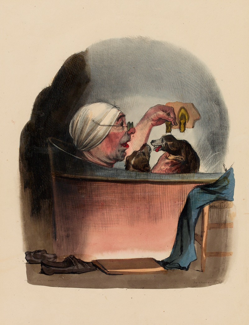 Charles-Joseph Traviès de Villers - Le bain de famille. The bath of family