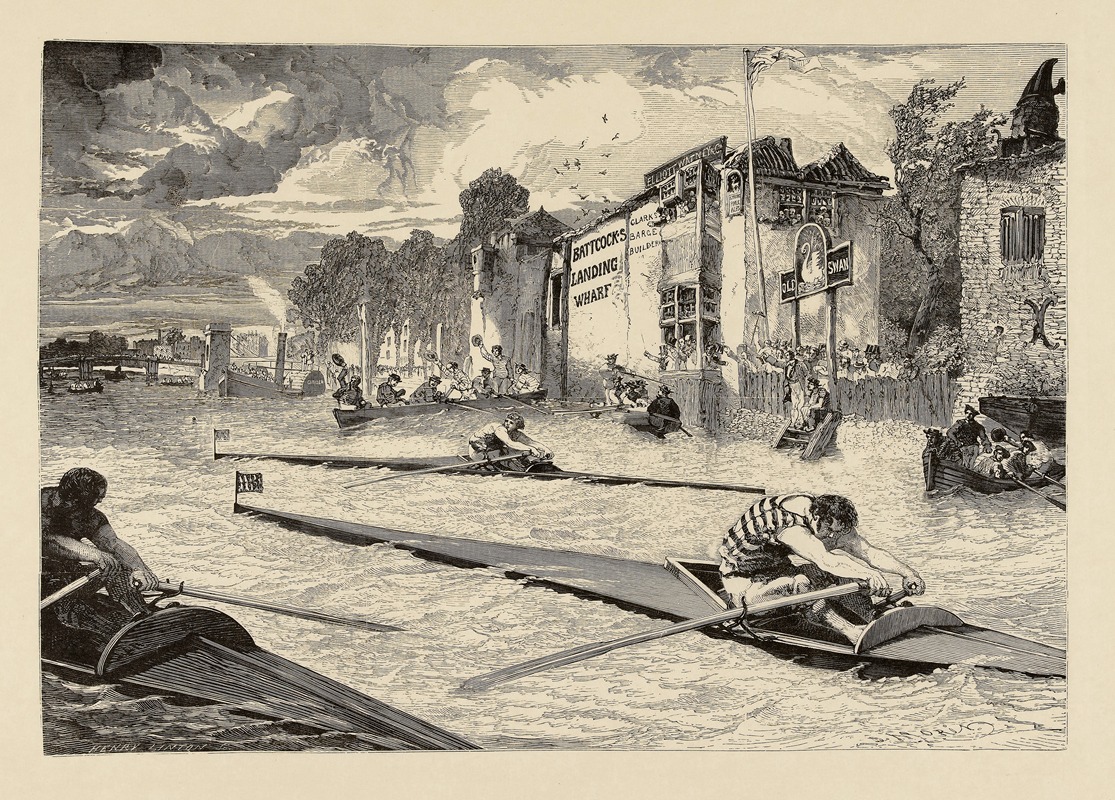 Edmond Morin - Courses d’aviron sur la Tamise. Les jockeys de la rivière