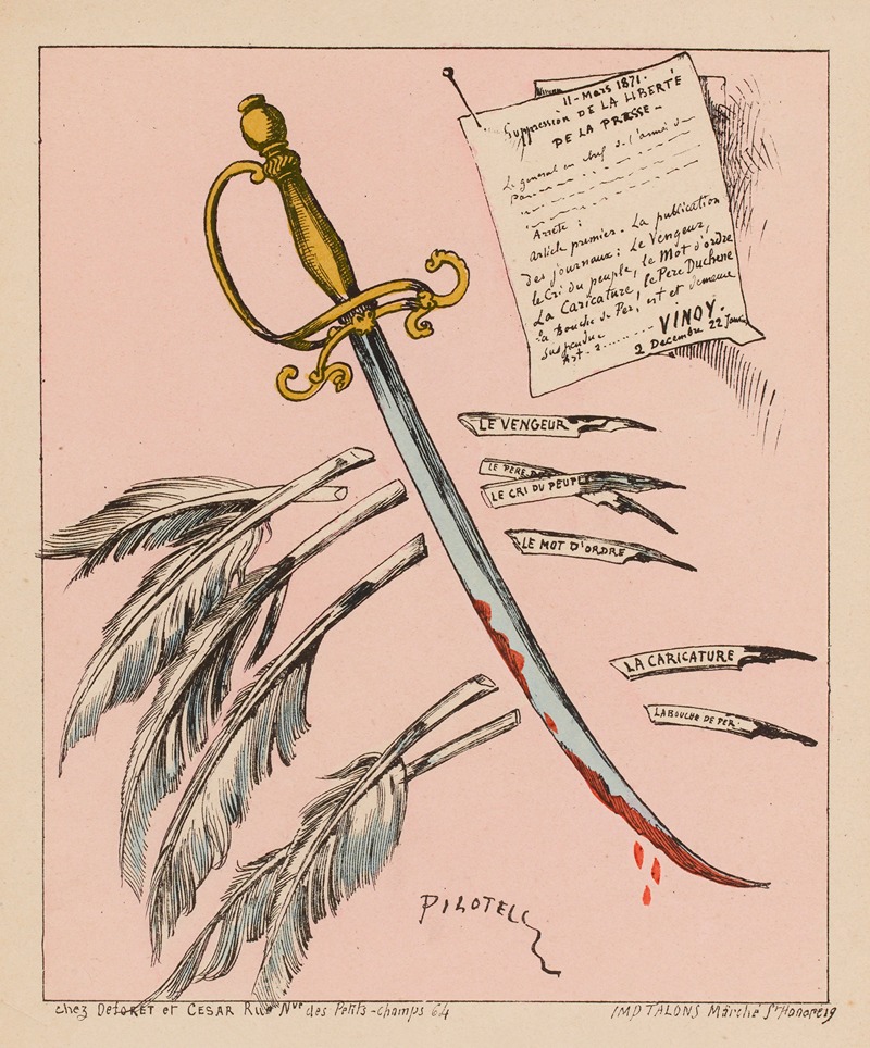 Georges Pilotelle - Suppression de la Liberté de la Presse par Vinoy, le vainqueur du 2 décembre et du 22 janvier