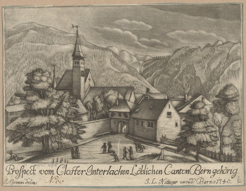 Johann Grimm - Prospect vom Closter Interlacken Löblichen Canton Bern gehörig