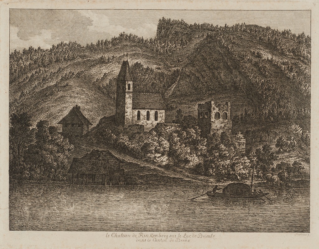 Johann Joseph Hartmann - Le Chateau de Rinkenberg sur le Lac de Brientz dans le Canton de Berne