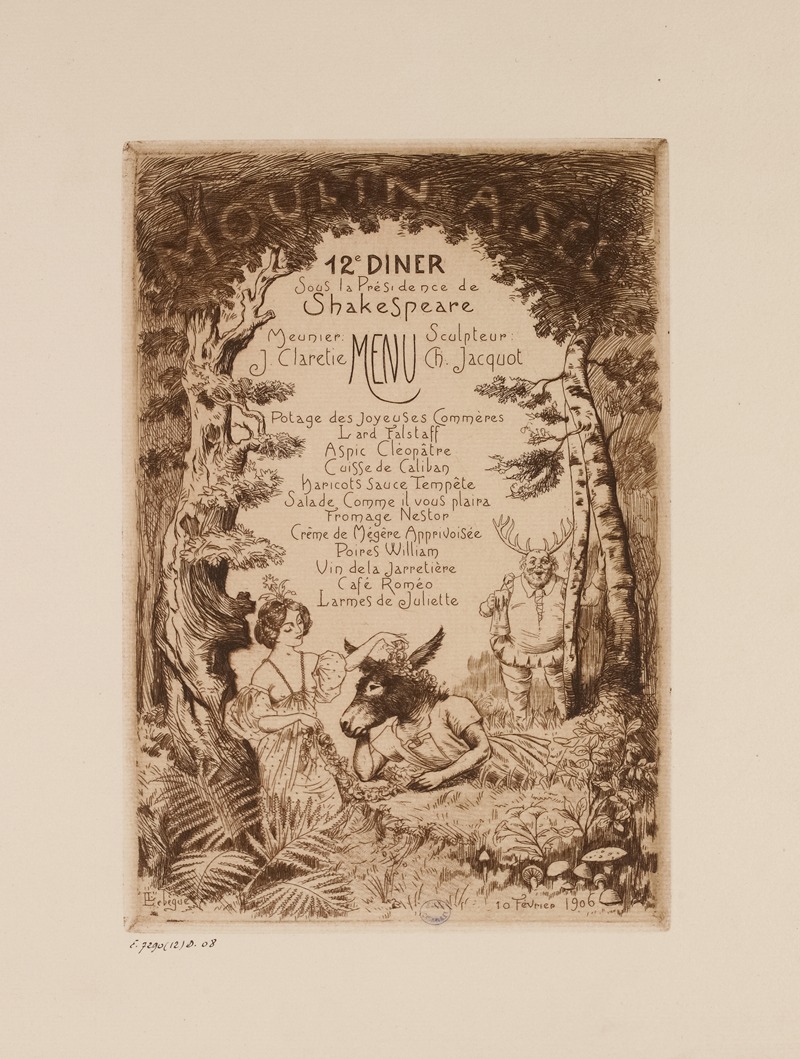 Léon Lebègue - 12e dîner du Moulin à Sel, le 10 février 1906, sous la présidence de Shakespeare