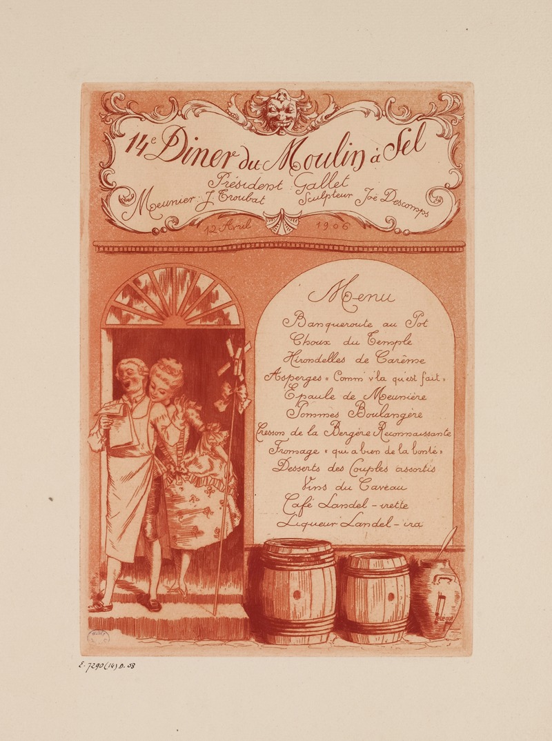 Léon Lebègue - 14e dîner du Moulin à Sel, le 12 avril 1906, sous la présidence de Gallet