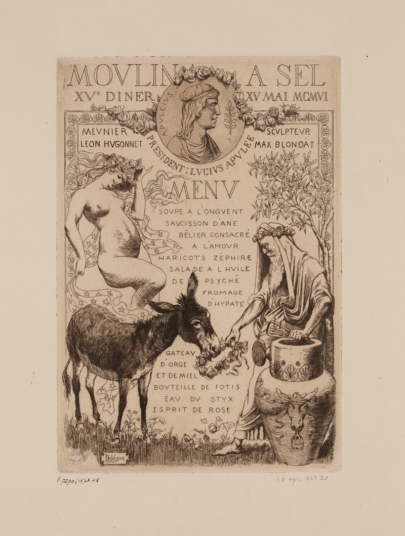 Léon Lebègue - 15e dîner du Moulin à Sel, le 15 mai 1906, sous la présidence de Lucius Apulee