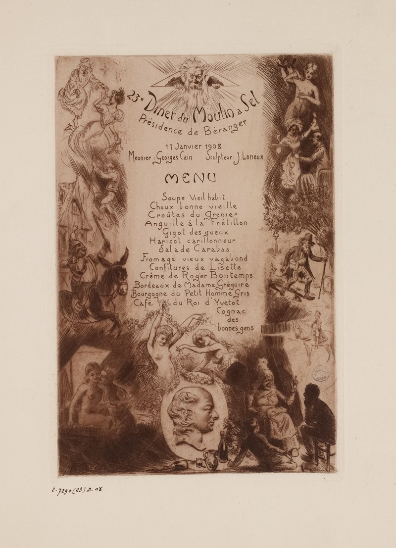 Léon Lebègue - 23e dîner du Moulin à Sel, le 17 janvier 1908, sous la présidence de Béranger