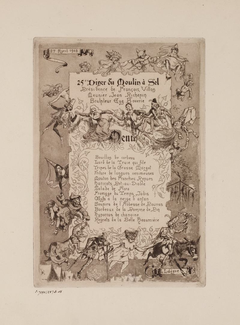 Léon Lebègue - 25e dîner du Moulin à Sel, le 27 avril 1908, sous la présidence de François Villon