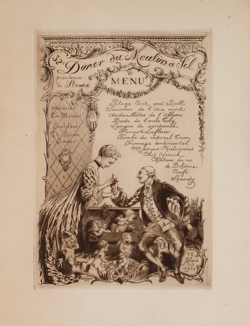 Léon Lebègue - 32e dîner du Moulin à Sel, le 16 mars 1909, sous la présidence de Sterne