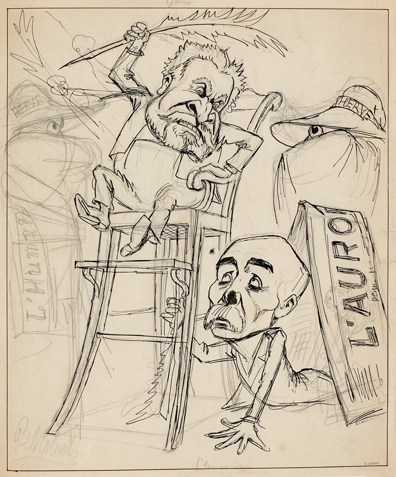 Moloch (Alphonse Hector Colomb) - Caricature sur Jean Jaurès, Georges Clémenceau et Hervé