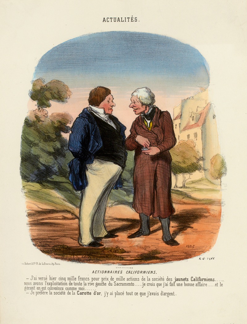 Honoré Daumier - Actualités n°197 Actionnaires Californiens. – J’ai versé hier cinq mille francs pour prix