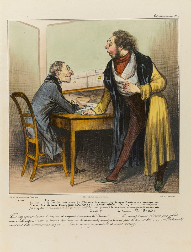 Honoré Daumier - Ecris Monsieur, En réponse à la lettre que vous m’avez fait l’honneur de m’écrire, j’ai le regret d’avoir à vous annon