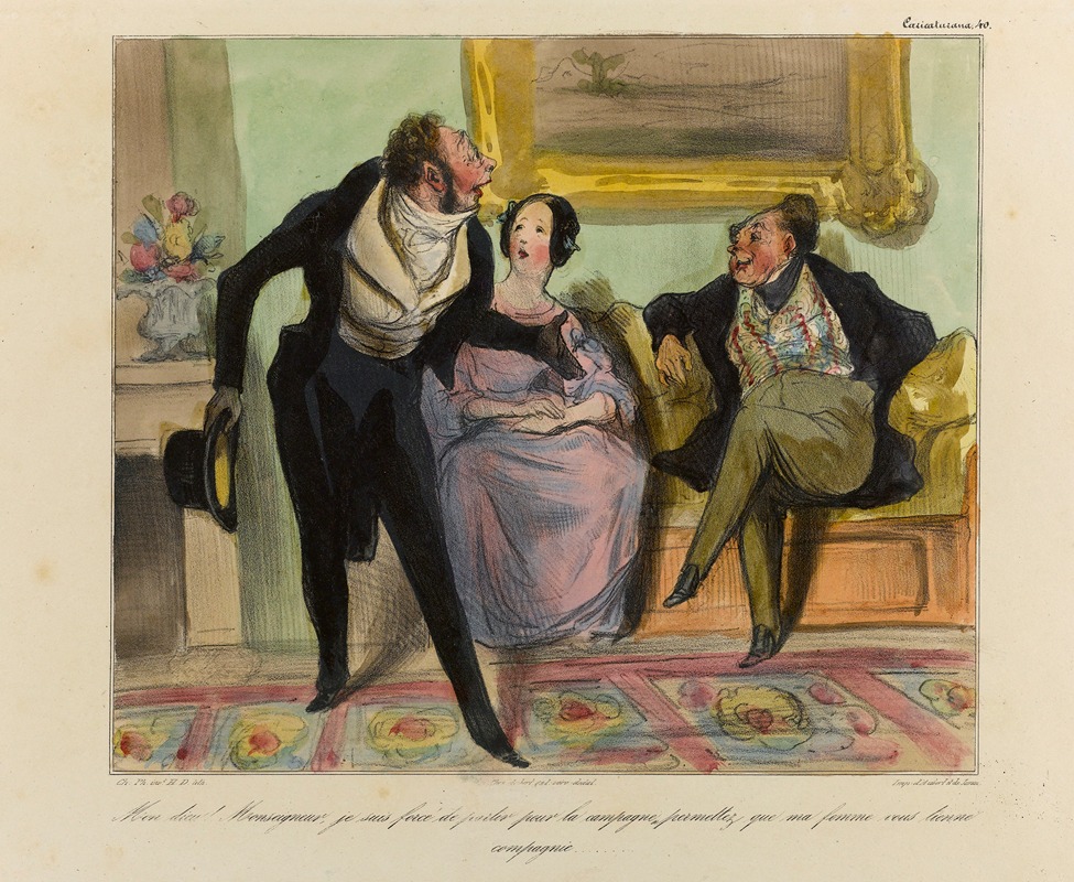 Honoré Daumier - Mon dieu Monseigneur, je suis forcé de partir pour la campagne, permettez que ma femme vous tienne compagnie…