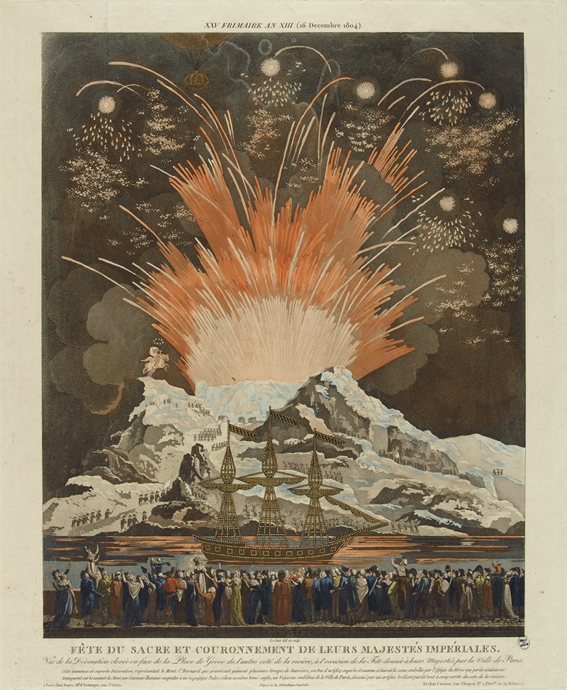 Louis Lecoeur ou Le Coeur - Les folies XXV Frimaire An XIII (16 Décembre 1804) Fête du Sacre et Couronnement de leurs Majestés Impériales. Vue de la Décora_