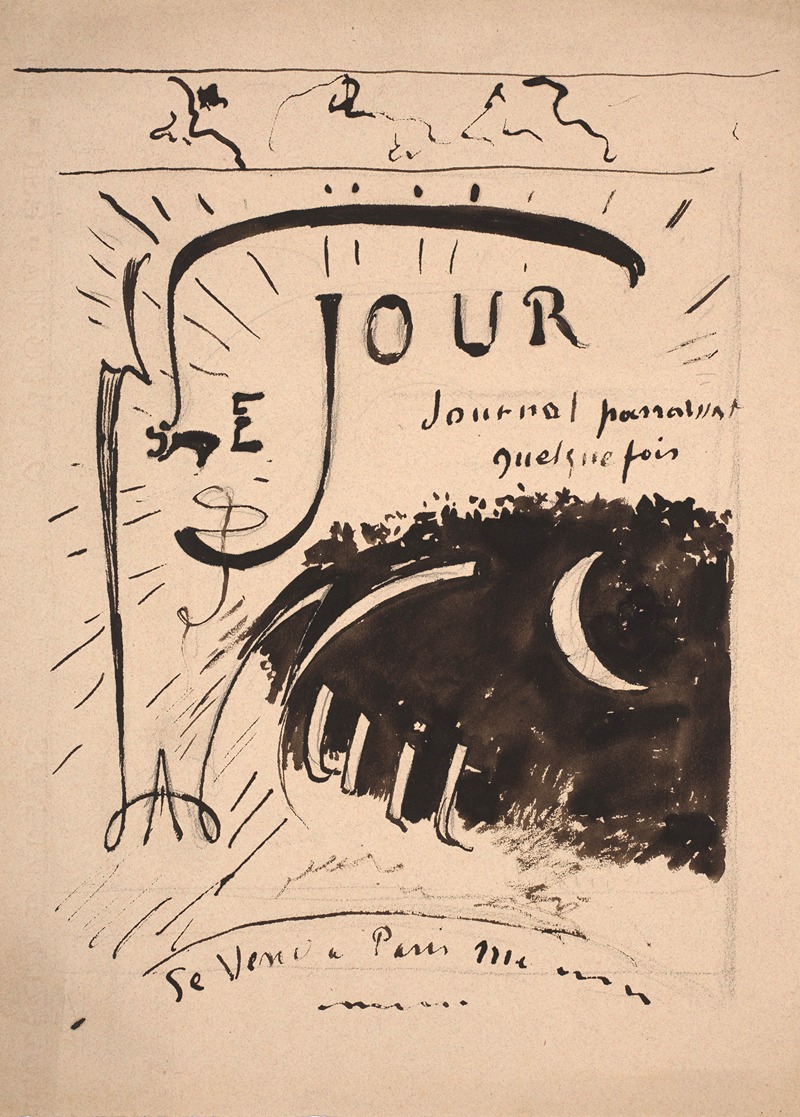 Félix Bracquemond - Draft cover or title for ‘Le Jour et la Nuit’