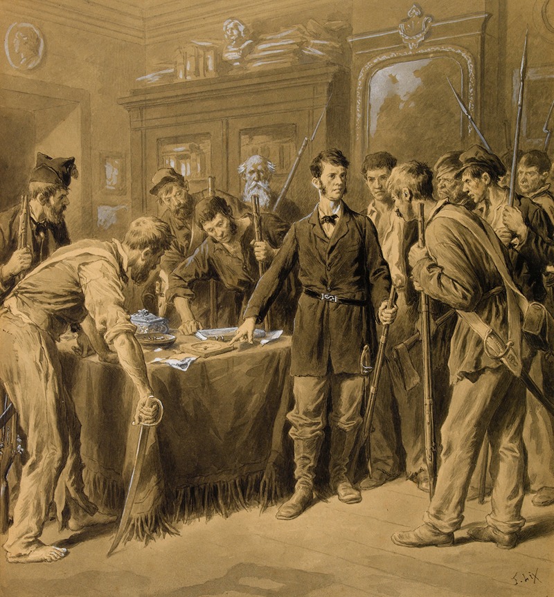 Frederic Theodore Lix - Envahissement de l’appartement de Victor Hugo, place Royale, par les émeutiers de juin 1848 – La visite domiciliaire