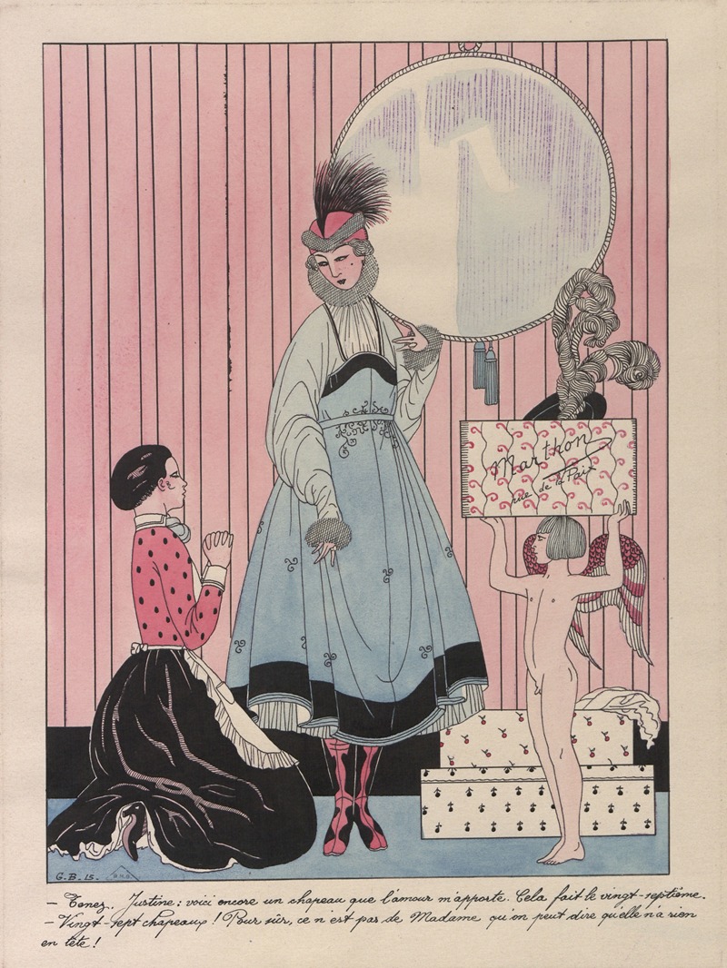 George Barbier - Scène de magasin (chapellerie)