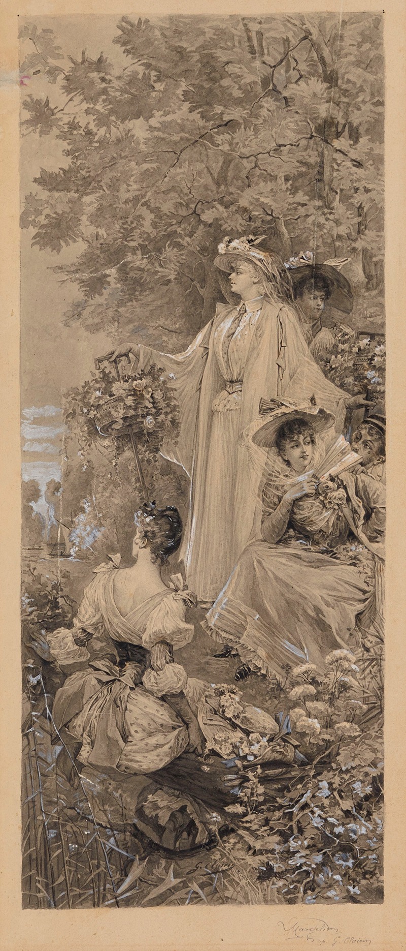 Georges Jules Victor Clairin - Fête champêtre aux environs de Paris d’après Clairin