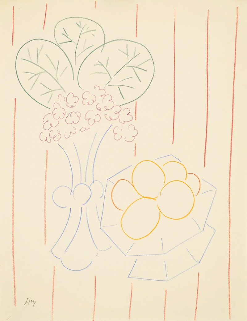 Henri Matisse - Fleurs et fruits, fond rayé