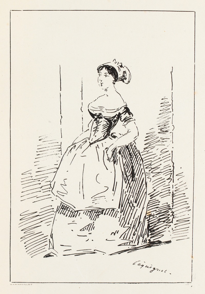 Auguste Péquégnot - Femme marchant vers la gauche, les mains dans les poches