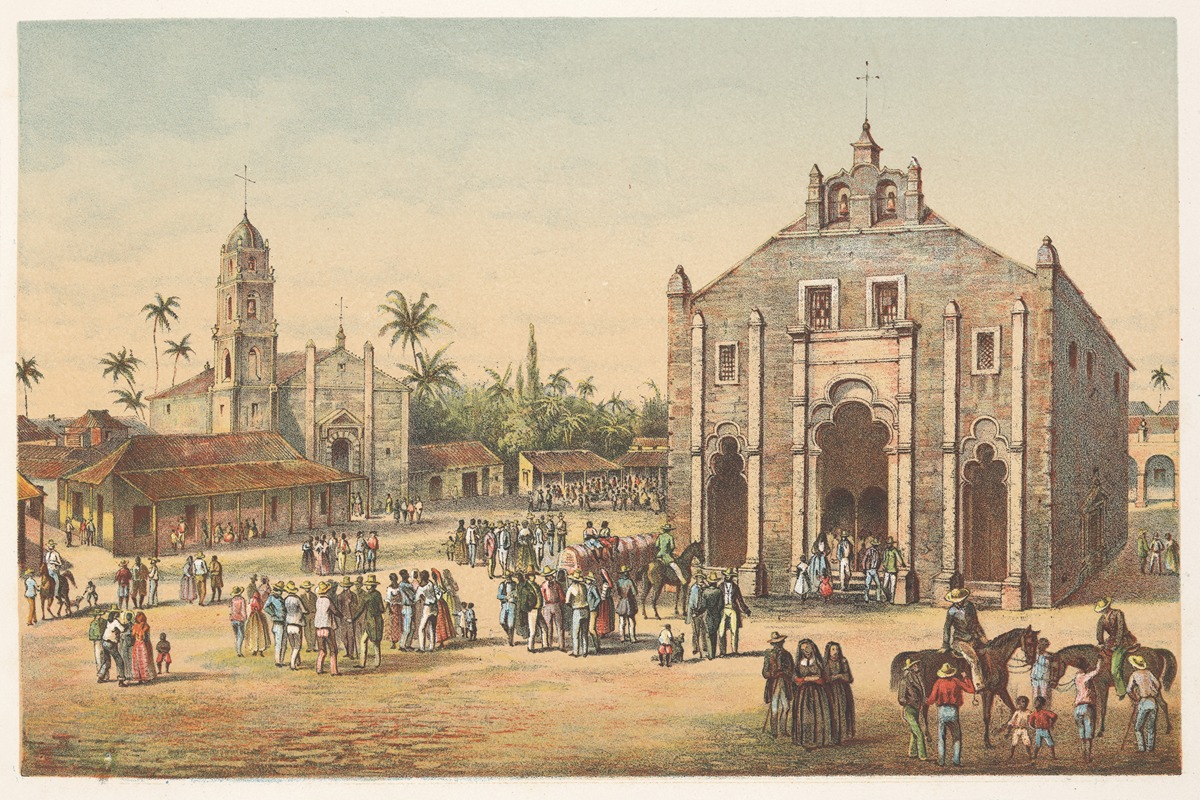 Pierre Toussaint Frédéric Mialhe - Vista de la iglesia major y de la Ermita del Buen Viaje