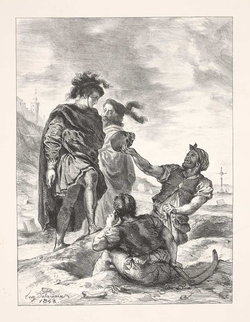 Eugène Delacroix - Hamlet and Horatio with the gravediggers (Act V, scene I)