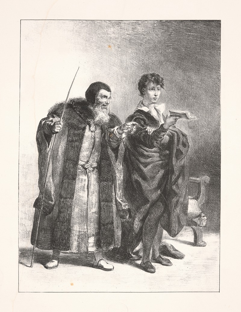 Eugène Delacroix - Hamlet and Polonius (Act II, scene ii)