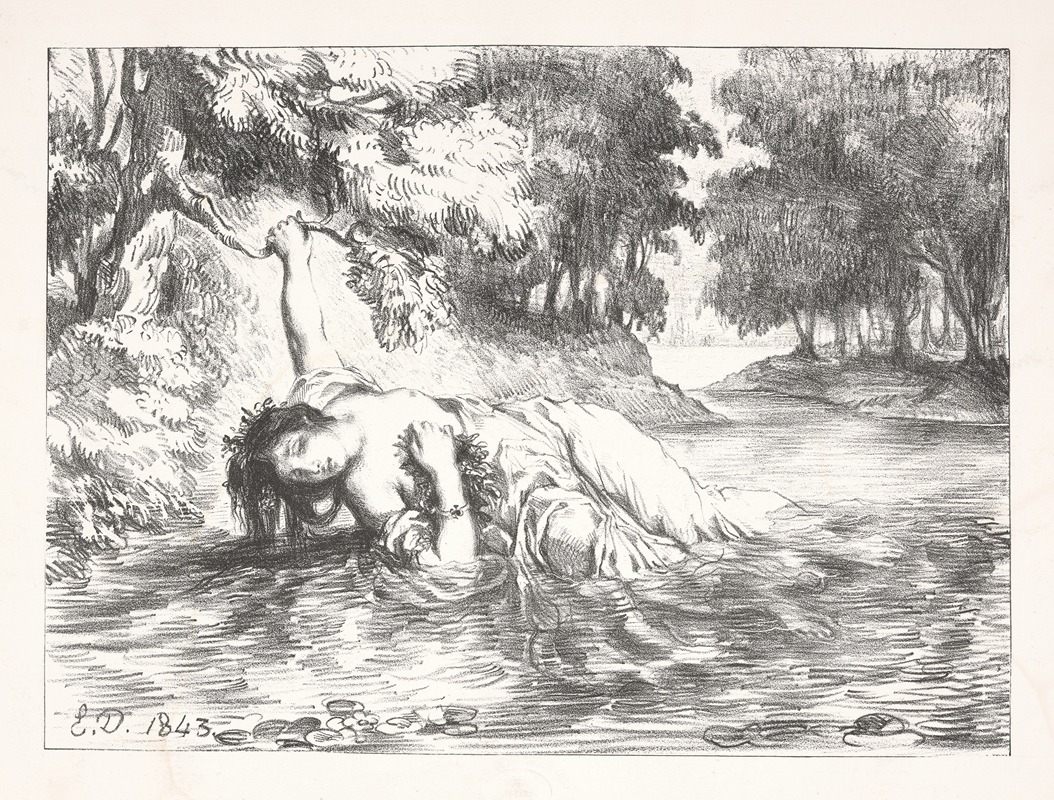 Eugène Delacroix - The death of Ophelia (Act IV, scene vii)