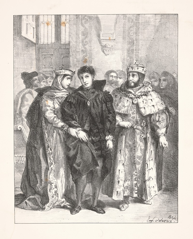 Eugène Delacroix - The Queen attempts to console Hamlet (Act I, scene ii)