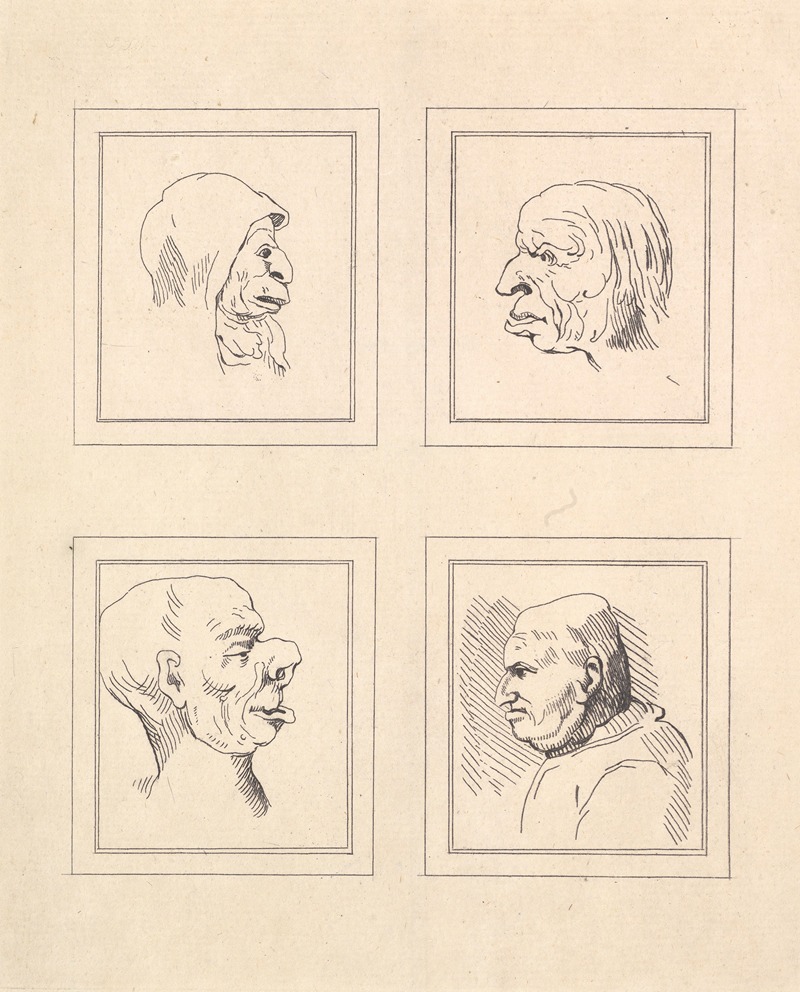 Wenceslaus Hollar - Characaturas by Leonardo da Vinci Pl.03