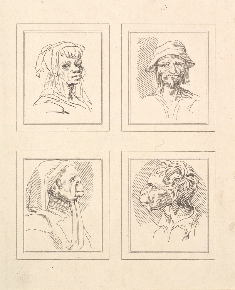 Wenceslaus Hollar - Characaturas by Leonardo da Vinci Pl.04