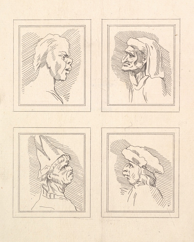 Wenceslaus Hollar - Characaturas by Leonardo da Vinci Pl.14