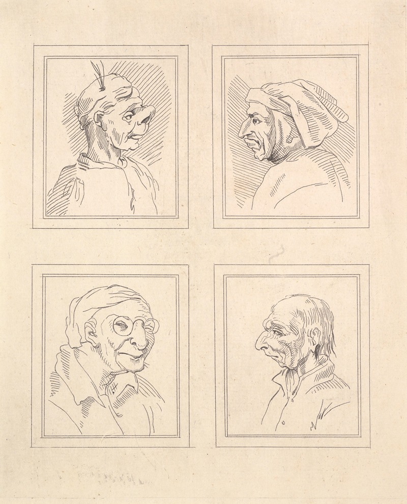 Wenceslaus Hollar - Characaturas by Leonardo da Vinci Pl.16