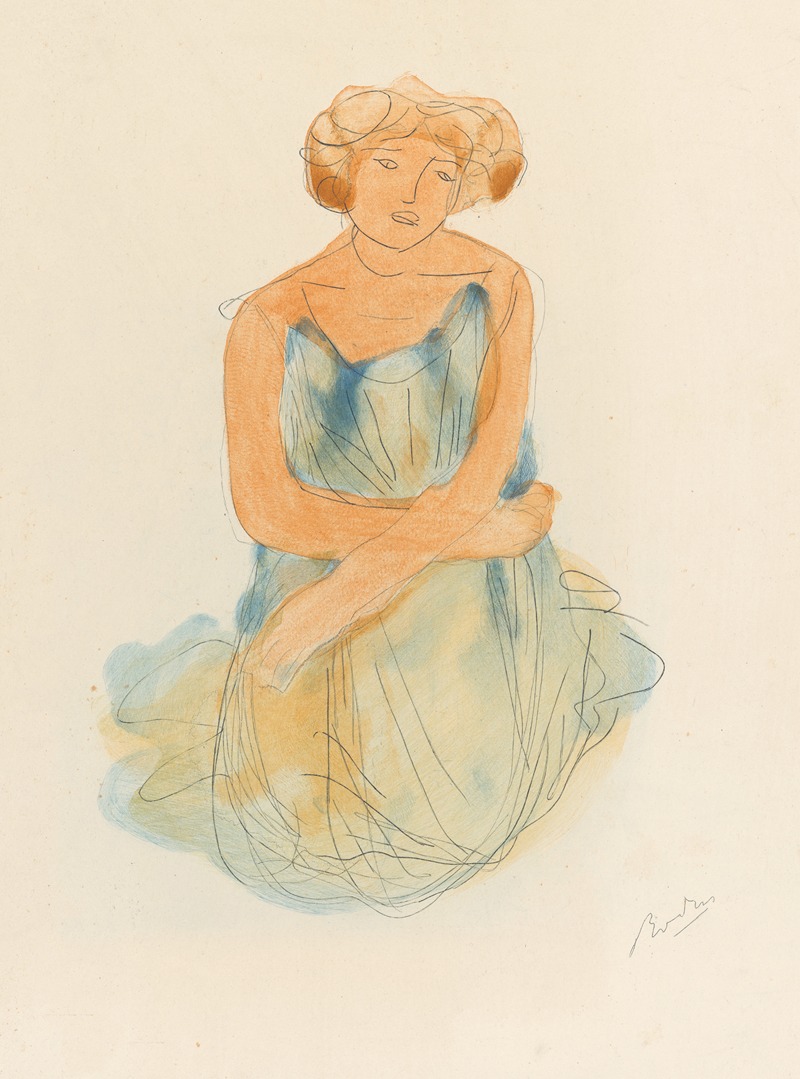 Auguste Rodin - Woman in blue and orange dress