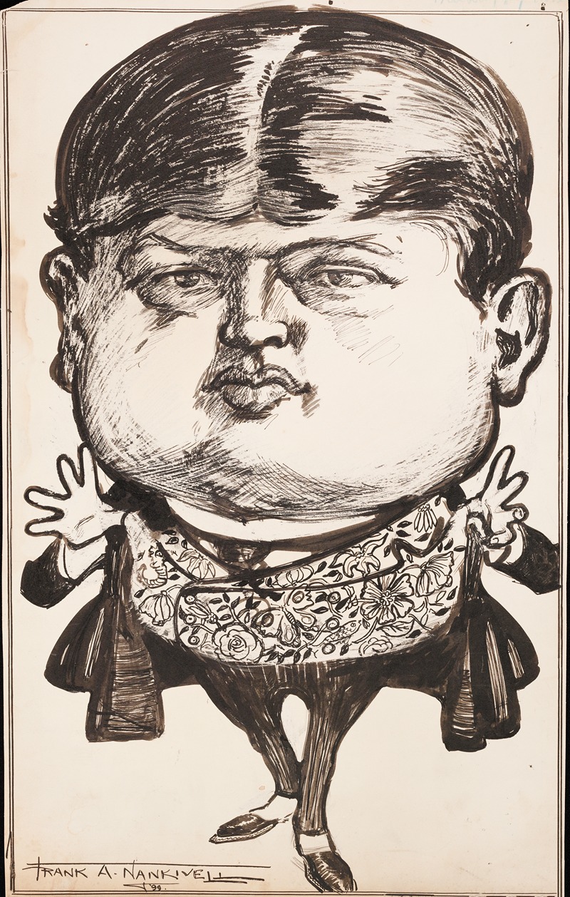 Frank Arthur Nankivell - A fat young man, thumbs in his fancy vest.