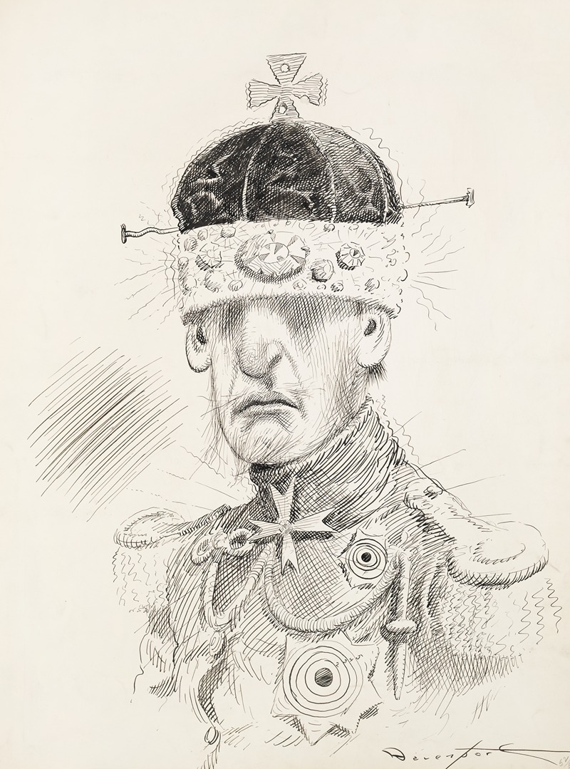 Homer Davenport - A man in a fancy uniform with lots of metals, and a crown pulled over his eyes.