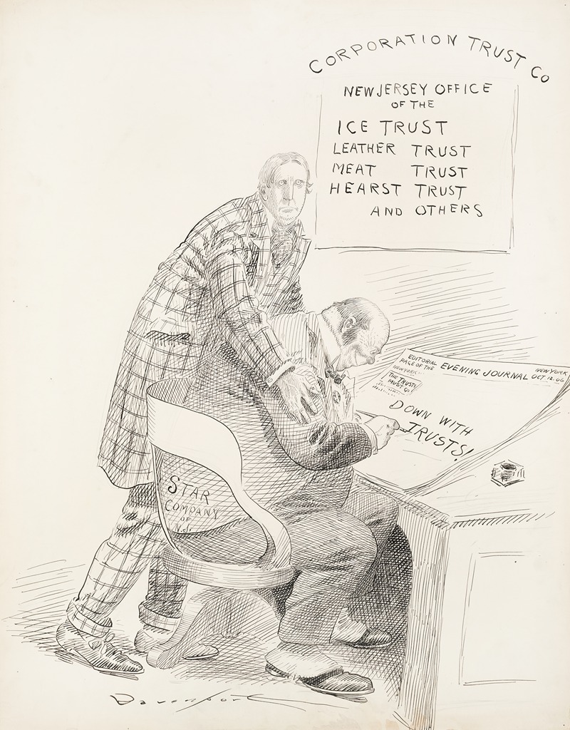 Homer Davenport - A man representing the Star Company of N.J. sits in the Corporation Trust Co. office and writes an editorial for a New York newspaper