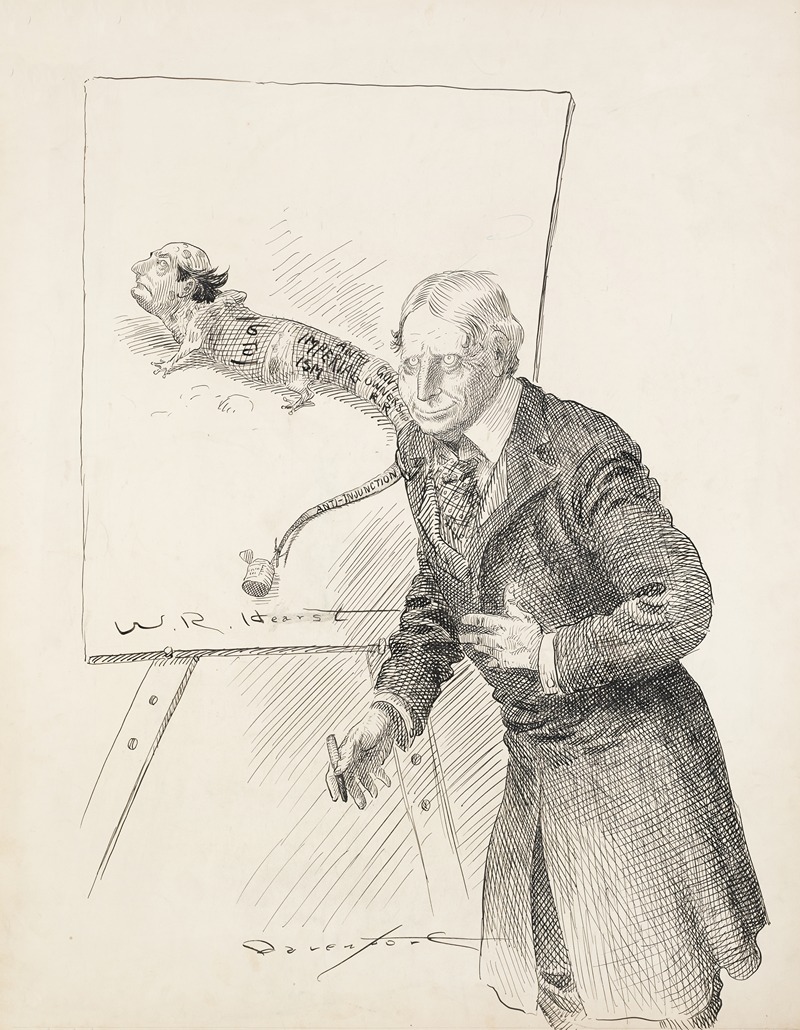 Homer Davenport - William Randolph Hearst draws a picture of a lizard with a man’s head