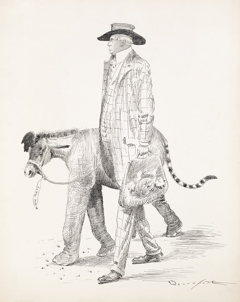 Homer Davenport - William Randolph Hearst walks next to an animal labeled ‘New Party’