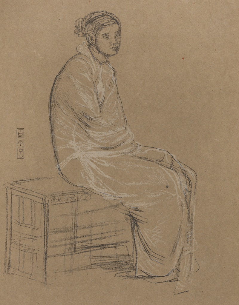 James Abbott McNeill Whistler - Woman seated on bench, wrapped in white robe