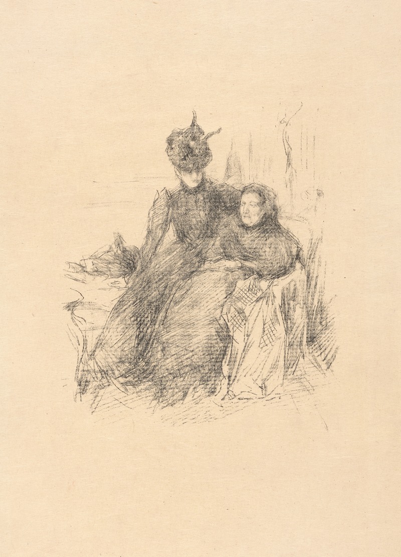 James Abbott McNeill Whistler - Young lady in a hat, sitting with her arm around an older lady