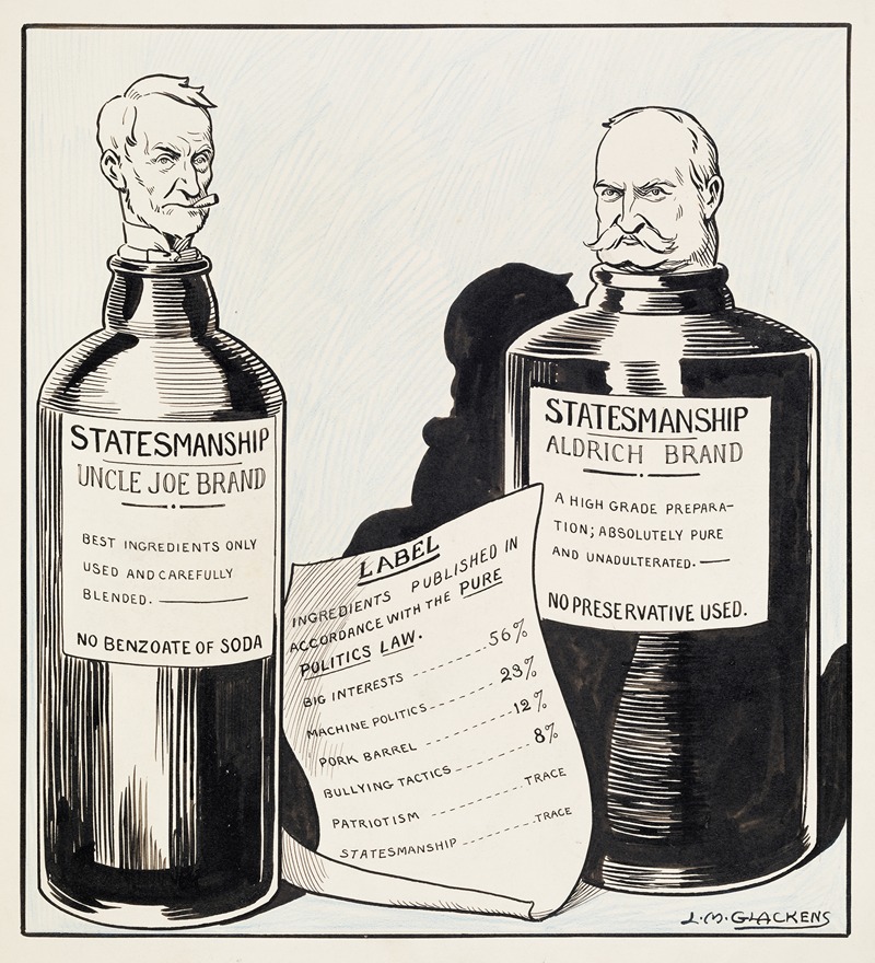 Louis Glackens - Whiskey doesn’t need new labels half as much as these bottles do, Mr. President