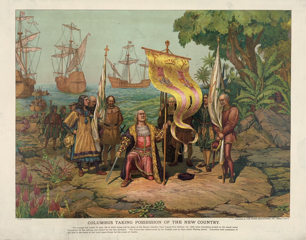 Louis Prang & Co. - Columbus taking possession of the new country