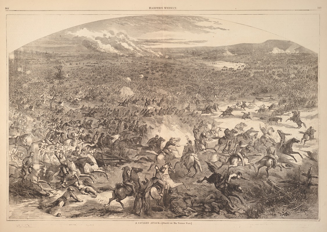 Thomas Nast - A cavalry attack