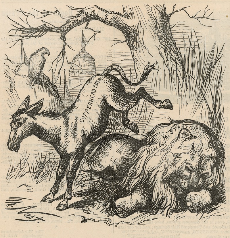 Thomas Nast - A live jackass kicking a dead lion