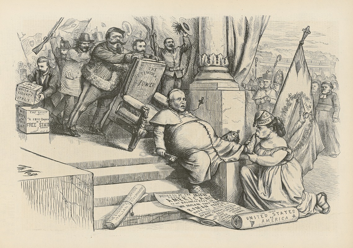 Thomas Nast - America sympathizes with the Pope