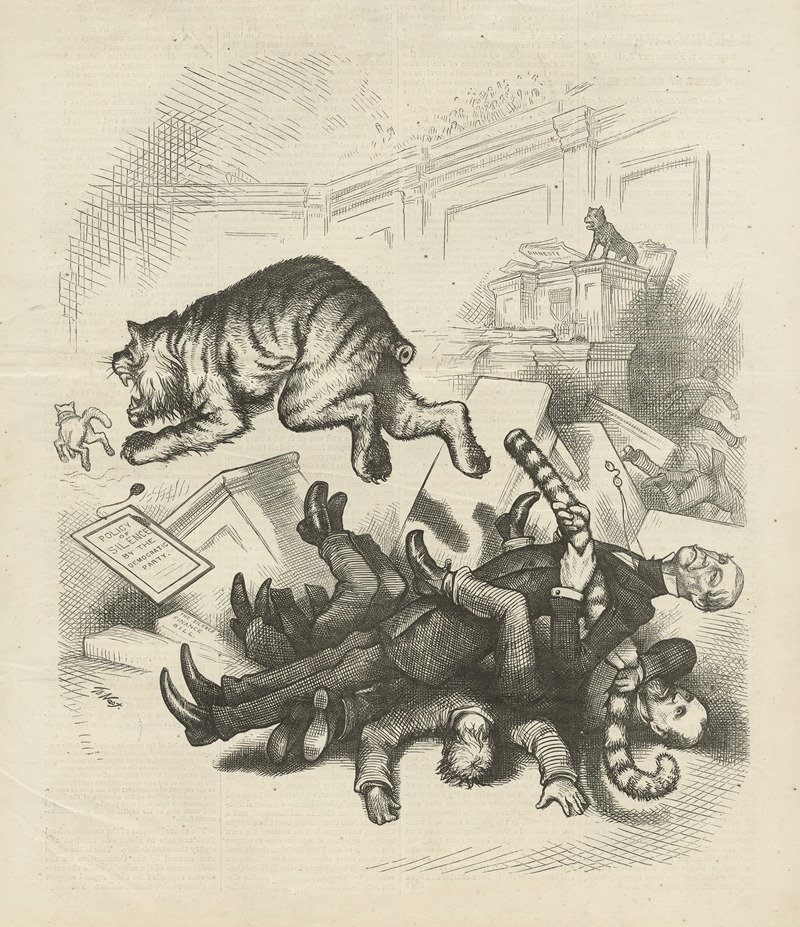 Thomas Nast - Amnesty, or the end of the peaceful (Democratic) tiger