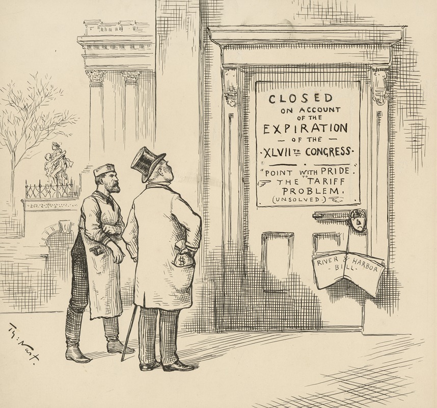 Thomas Nast - Closed on account of the expiration of the XLVIIth Congress. Point with pride to the tariff problem (unsolved).