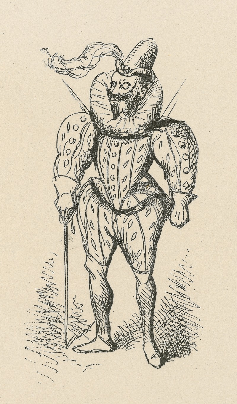 Thomas Nast - Full-length view of man in Elizabethan costume